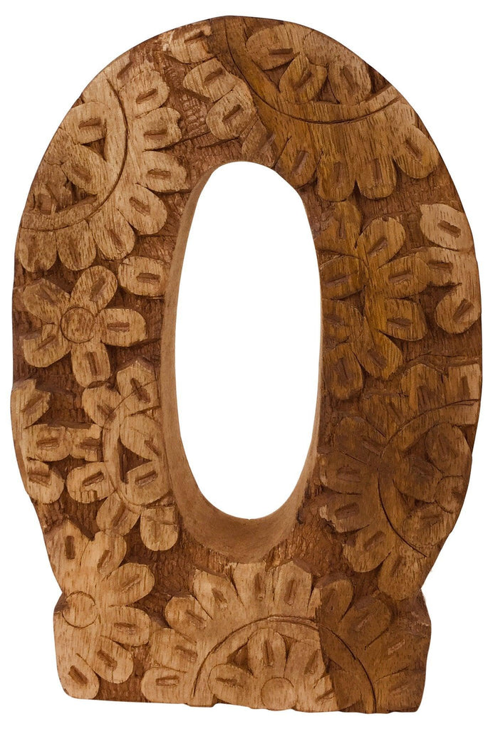 Hand Carved Wooden Flower Letter O - Shades 4 Seasons