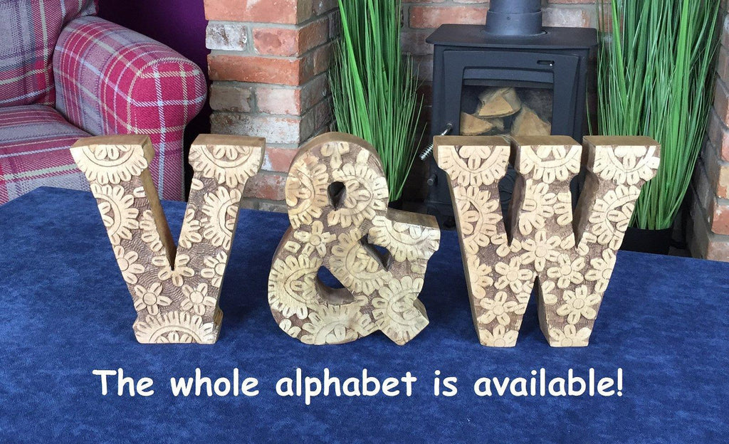 Hand Carved Wooden Flower Letter X - Shades 4 Seasons