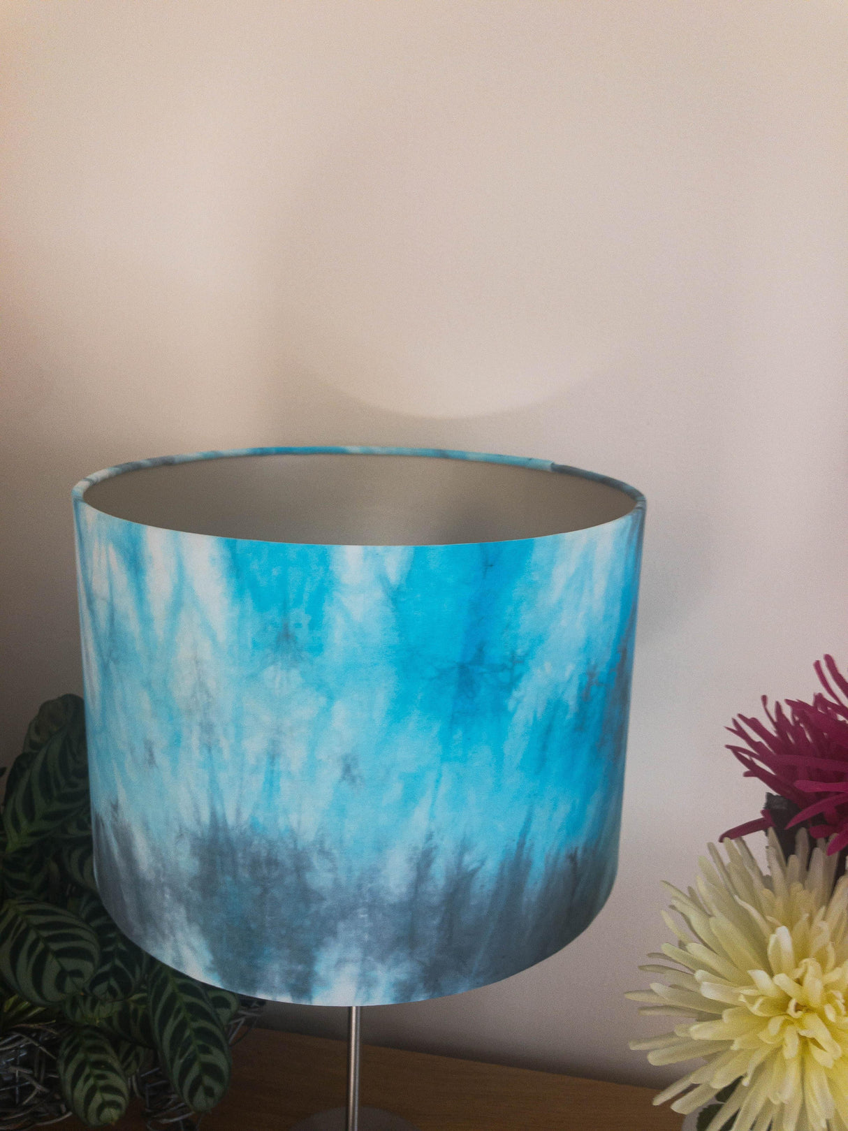 Hand Dyed Batik Fabric Ocean Breeze Blue Drum Lampshade Shades 4 Seasons