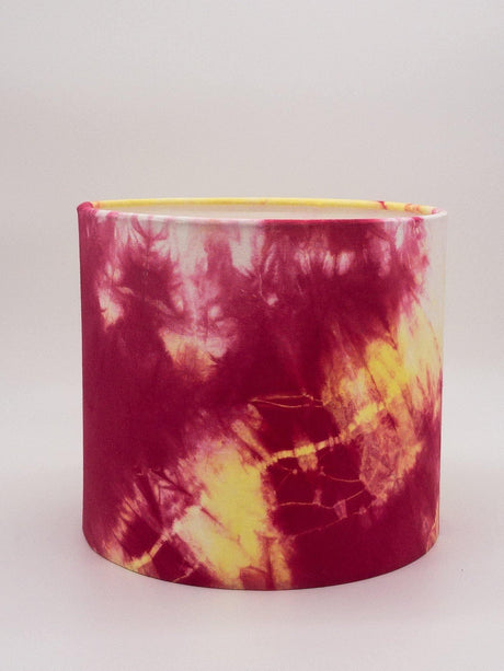 Hand Dyed Batik Fabric Summer Sunset Drum Lampshade 30cm (diameter) x 21cm (height) Gold Shades 4 Seasons