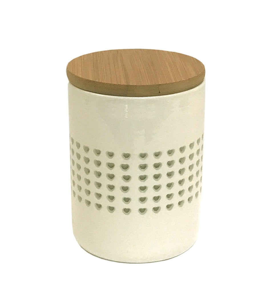 Heart Cut Out Storage Canister With Wood Lid - Shades 4 Seasons