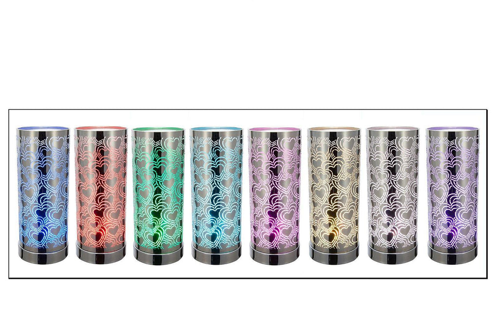 Heart Design Colour Changing LED Lamp & Aroma Diffuser in Silver - Shades 4 Seasons