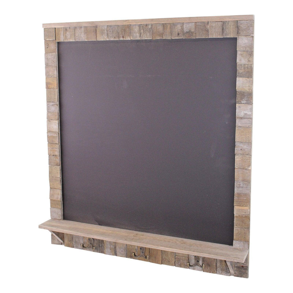 Large Blackboard with Driftwod Effect Surround, Shelf and 3 Double Hooks - Shades 4 Seasons
