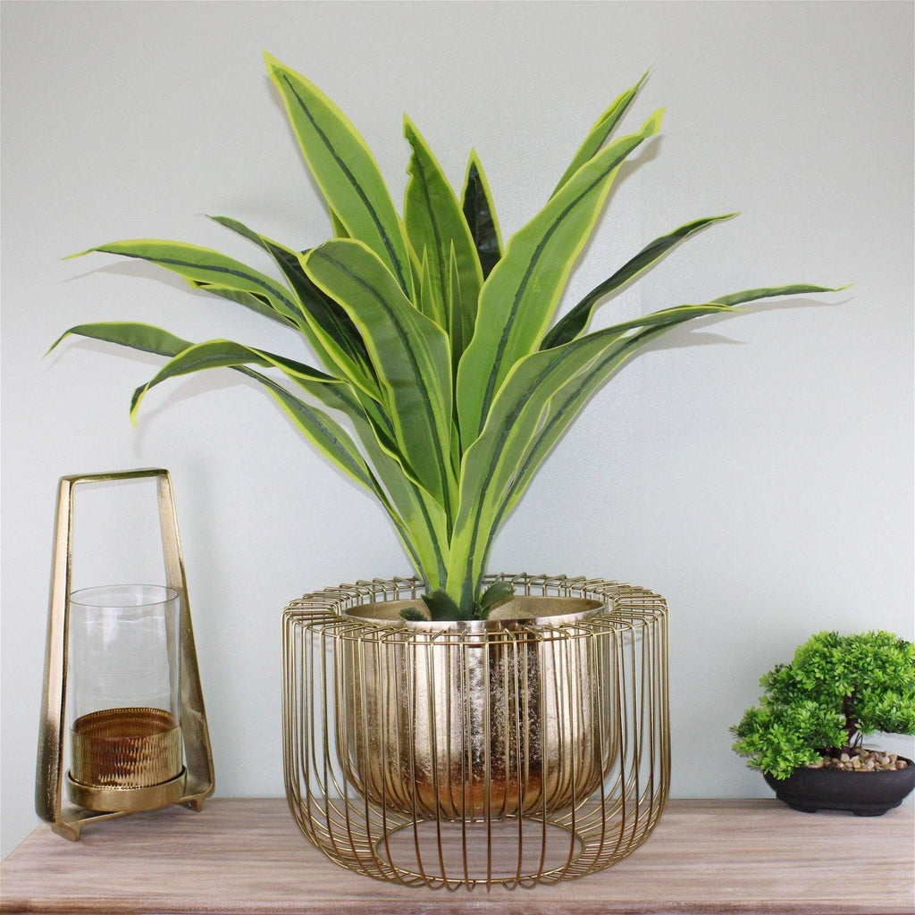 Large Gold Metal Wire Planter or Bowl - Shades 4 Seasons