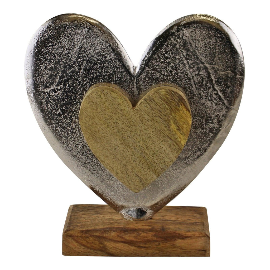 Large Metal and Wood Standing Heart Decoration - Shades 4 Seasons