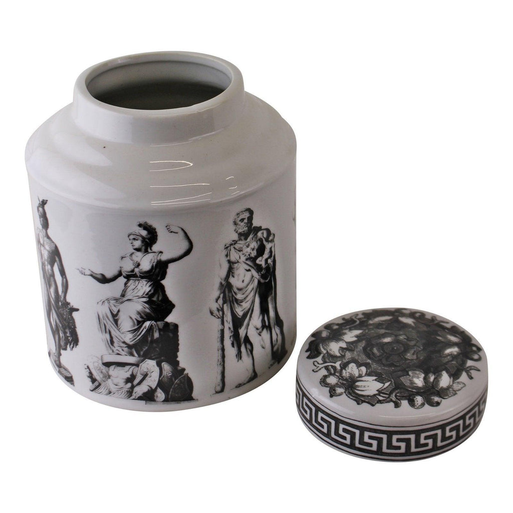 Large Round Grecian Style Porcelain Jar, Grecian Pottery - Shades 4 Seasons