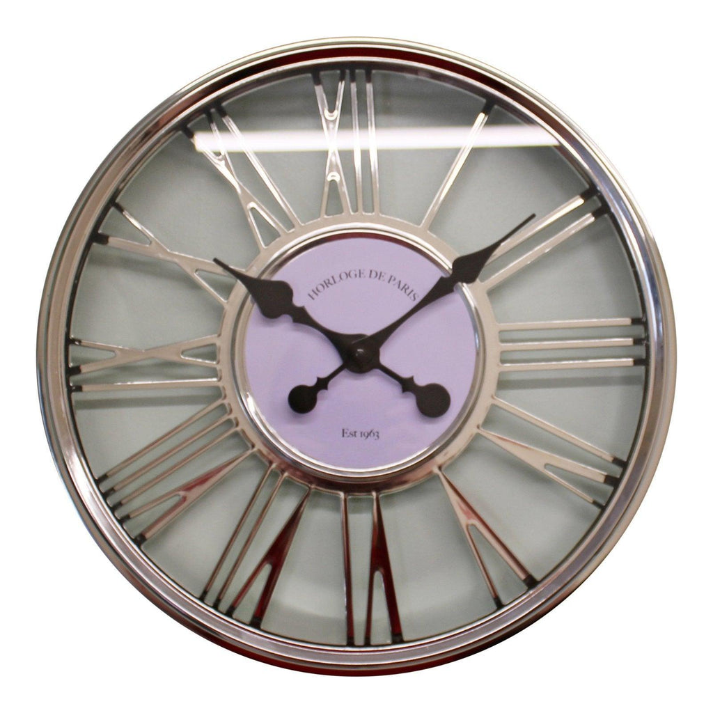 Large Silver Wall Clock 45cm - Shades 4 Seasons