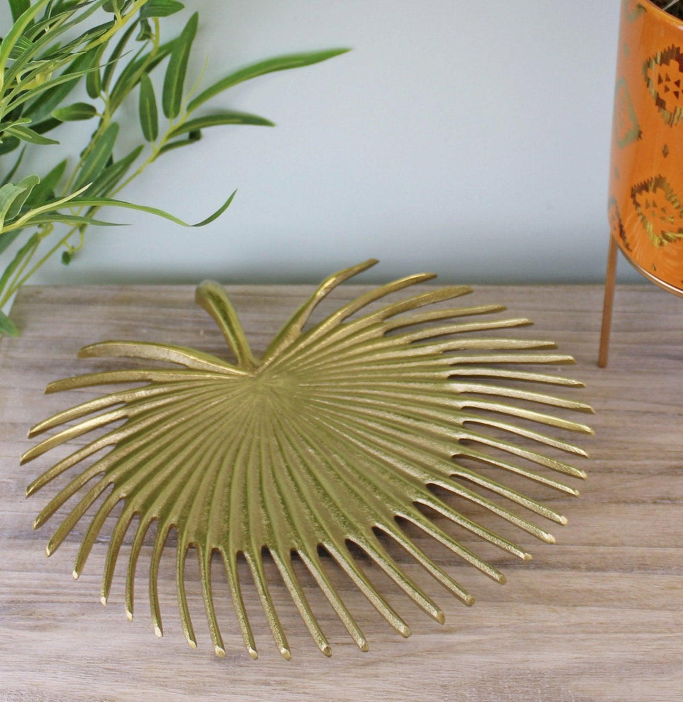 Leaf Shape Gold Metal Decorative Plate - Shades 4 Seasons