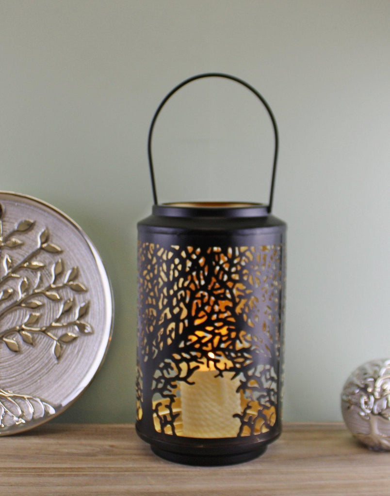 Medium Tree Of Life Cutout Design Black Candle Lantern - Shades 4 Seasons
