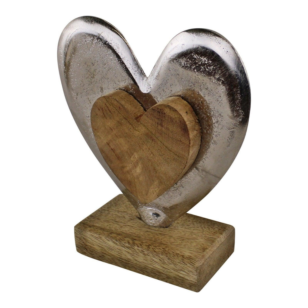 Metal and Wood Standing Heart Decoration - Shades 4 Seasons
