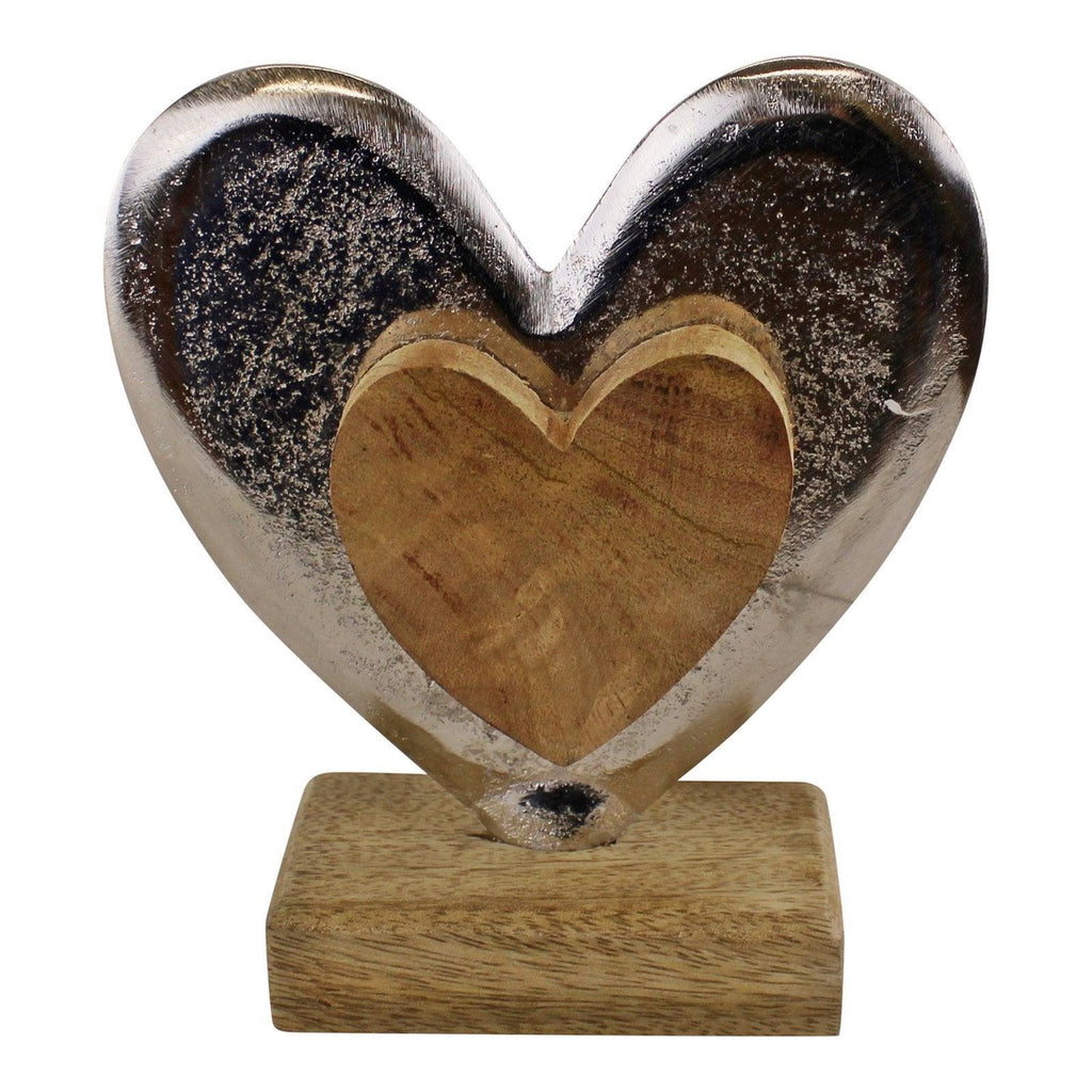 Metal and Wood Standing Heart Decoration - Shades 4 Seasons