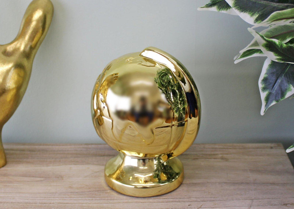 Metallic Gold Ceramic Globe Style Money Box - Shades 4 Seasons