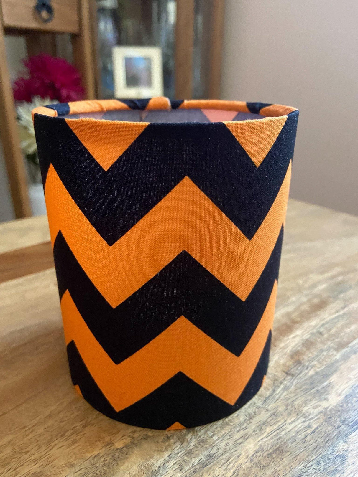 Handmade Mini Lanterns with LED tea light Black & Orange Zig Zag Shades 4 Seasons