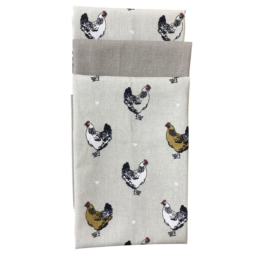 Pack of Three Tea Towels With A Chicken Print Design - Shades 4 Seasons