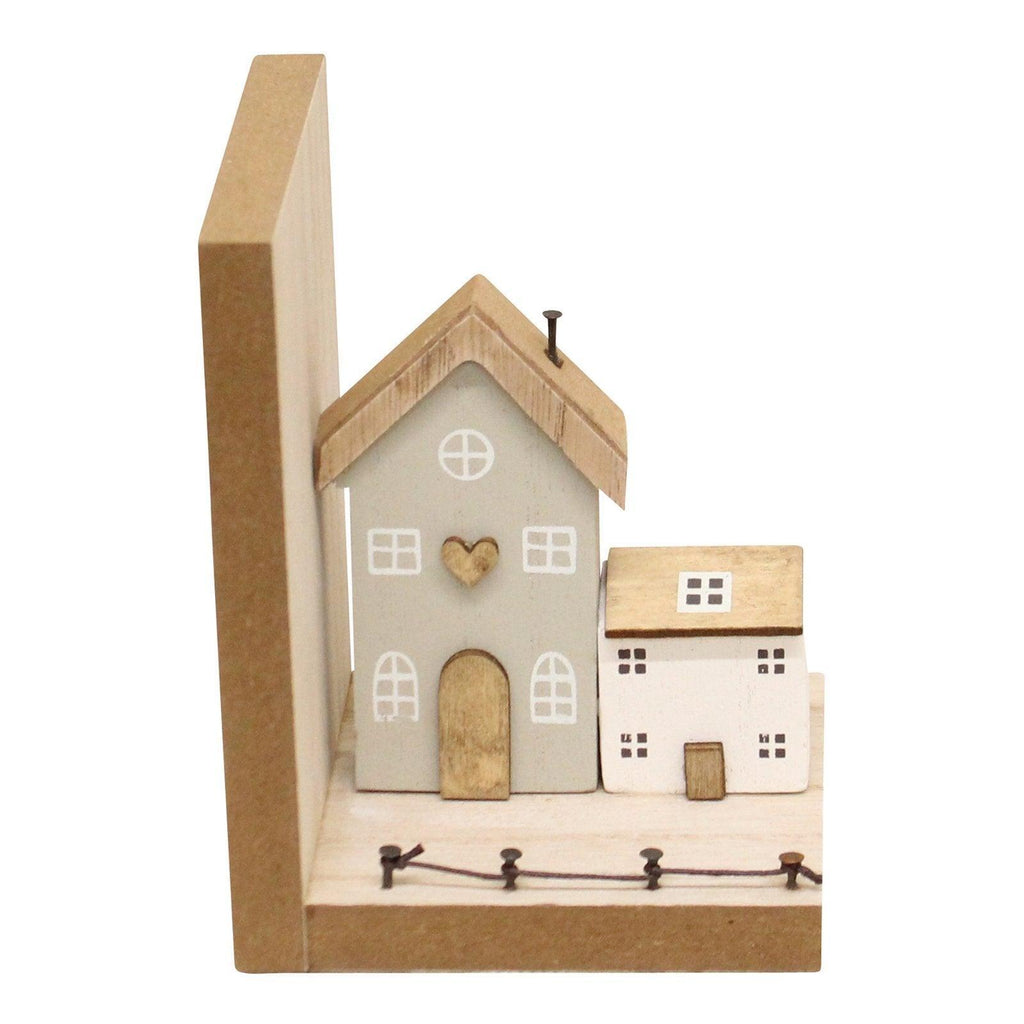 Pair of Bookends, Wooden Houses Design - Shades 4 Seasons