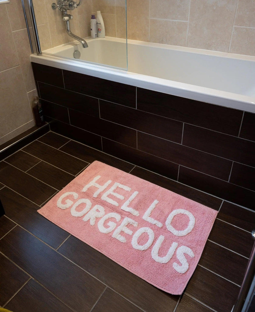 pink, bath mat, hello gorgeous, shades4seasons