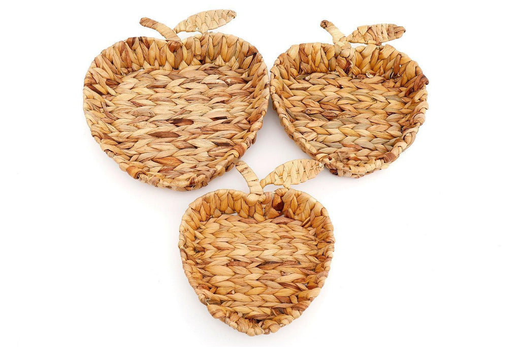 Rattan Apple Shape Basket Trays - Shades 4 Seasons