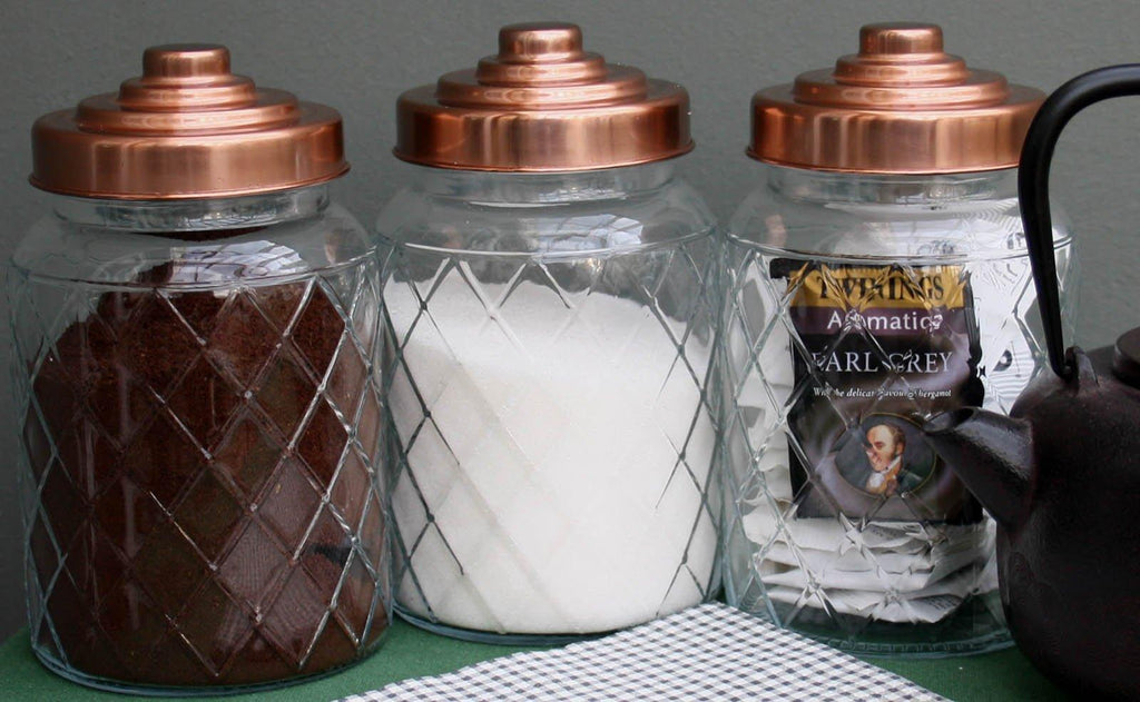Round Glass Jar With Copper Lid - 7 Inch - Shades 4 Seasons