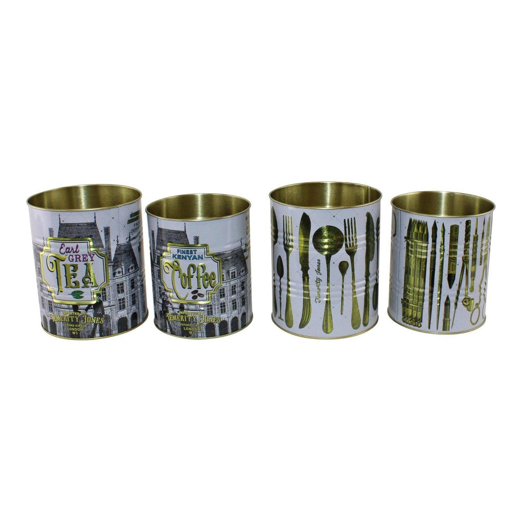 Set of 4 Vintage Style Storage Tins - Shades 4 Seasons