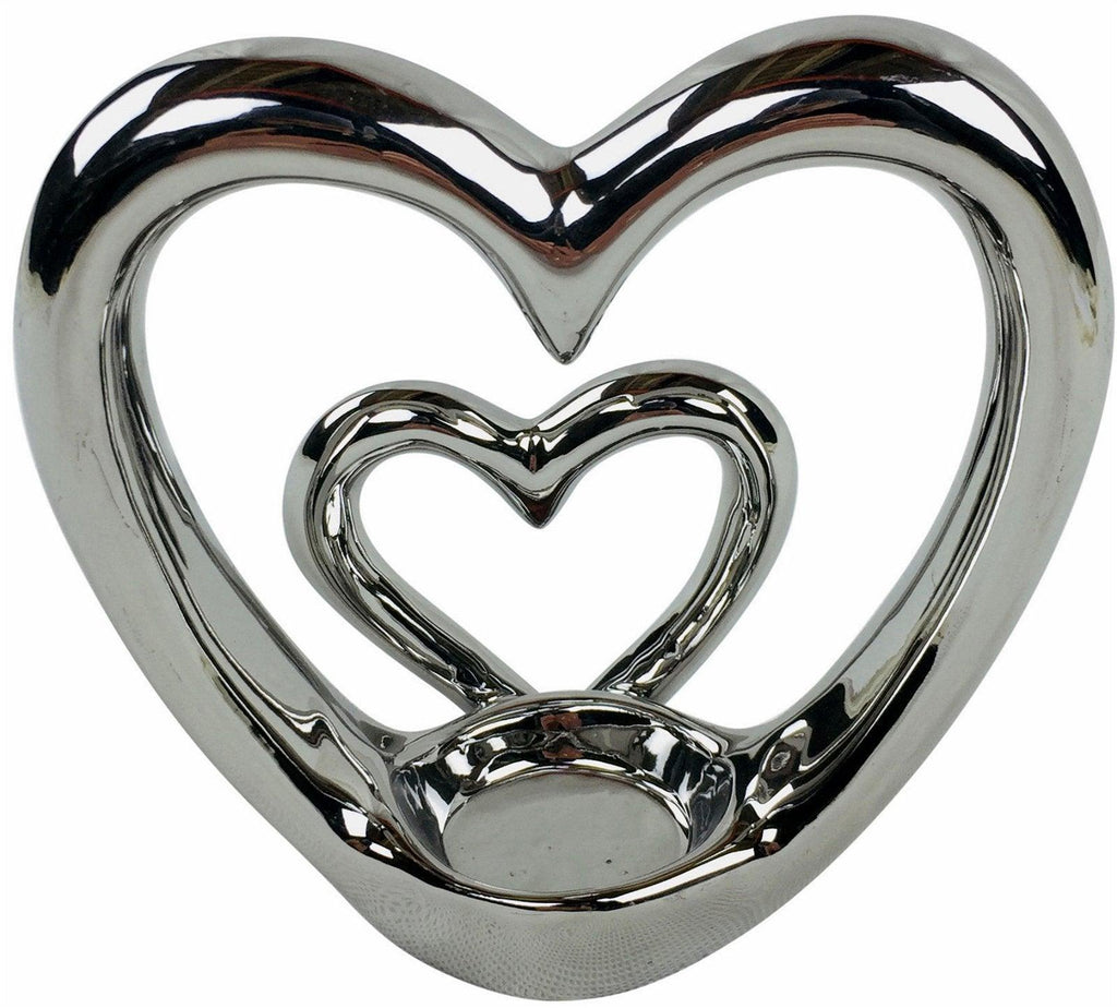 Silver Double Heart Tealight Holder - Shades 4 Seasons
