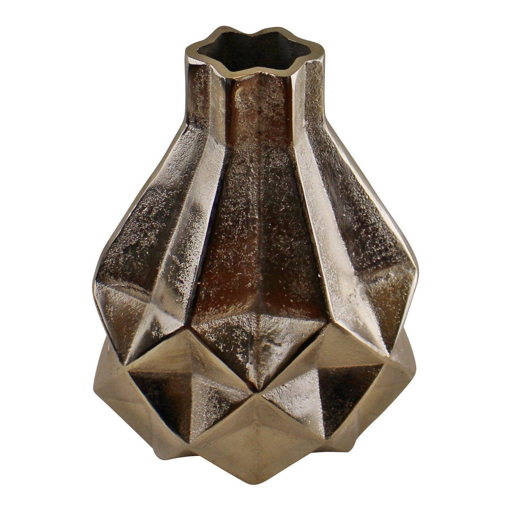 Silver Metal Geometric Design Vase, 31cm - Shades 4 Seasons