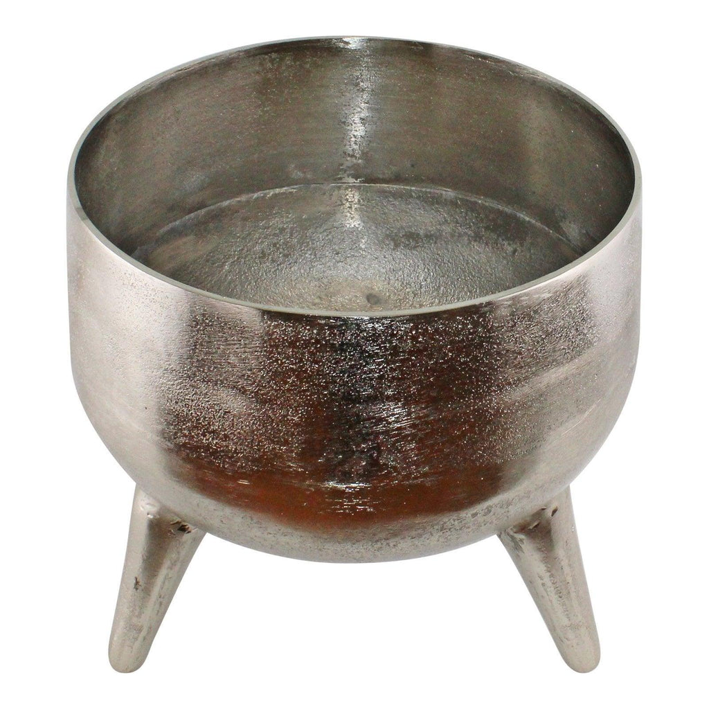Silver Metal Planter/Bowl With Feet, 27cm - Shades 4 Seasons