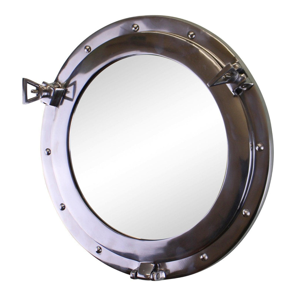 Silver Metal Port Hole Mirror, 40cm - Shades 4 Seasons