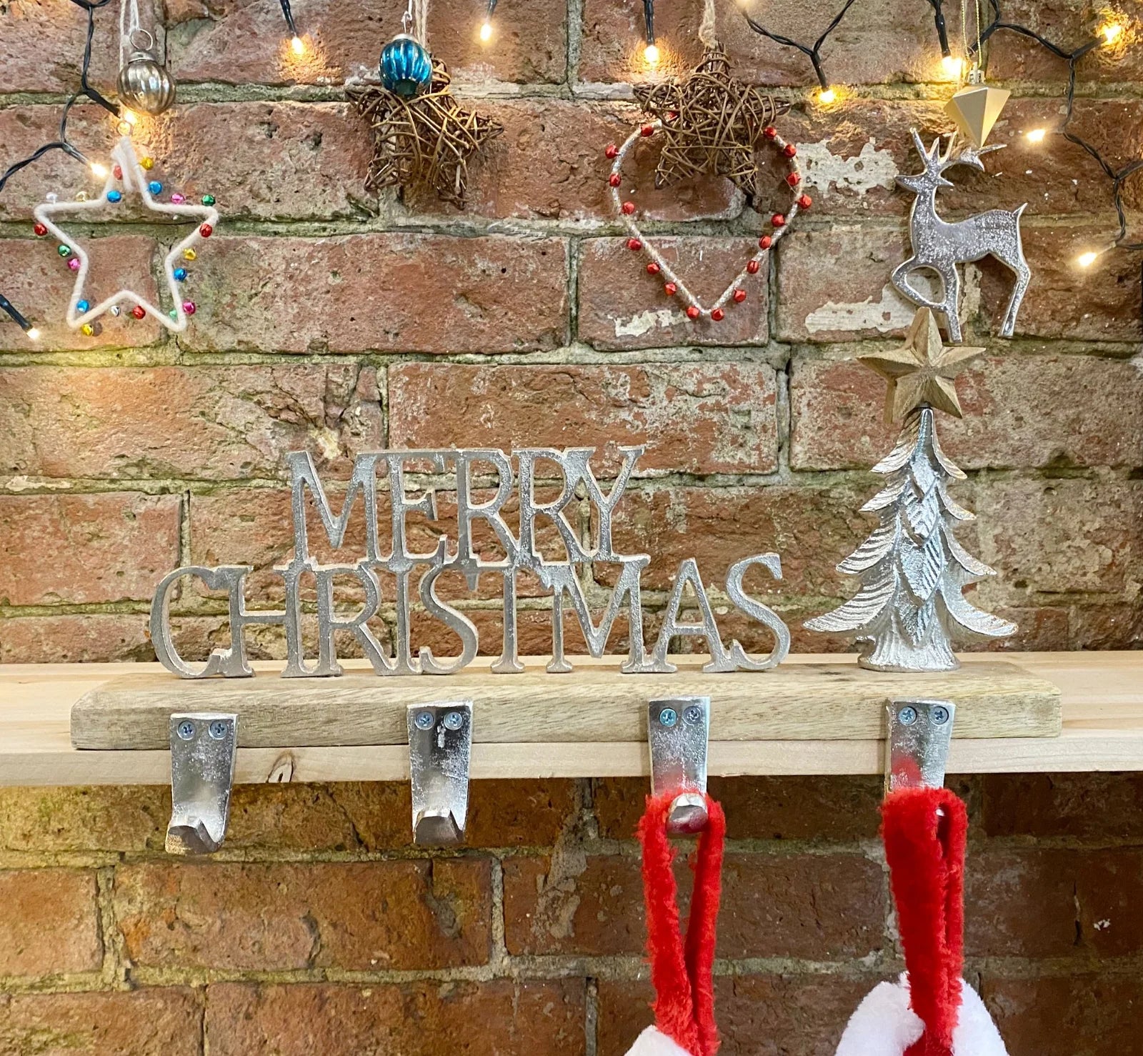 Silver Metal Wall Hook Christmas Stocking Hanger & Tree – Shades 4 Seasons
