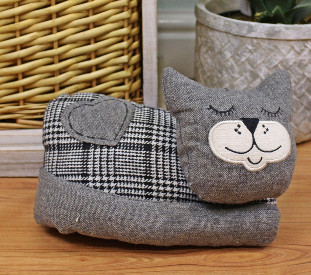 Sleeping Cat Fabric Doorstop, Grey - Shades 4 Seasons