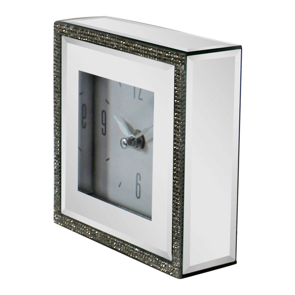 Small Freestanding Mirrored and Jewelled Table Clock - Shades 4 Seasons