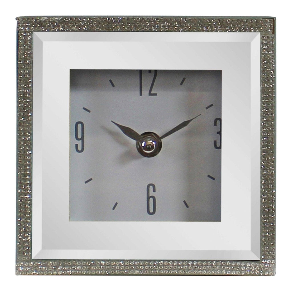 Small Freestanding Mirrored and Jewelled Table Clock - Shades 4 Seasons