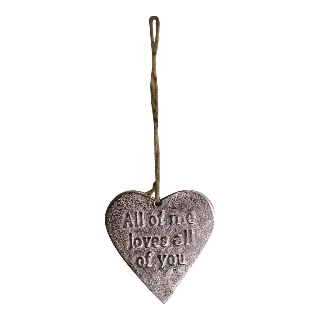 Small Hanging Silver Heart with Love Quote - Shades 4 Seasons