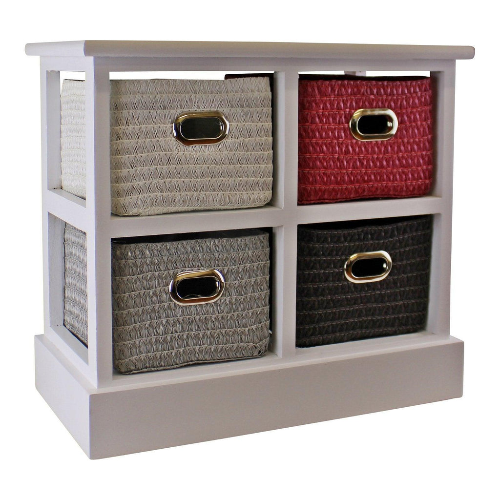 Small Storage Unit With 4 Multicoloured Baskets - Shades 4 Seasons
