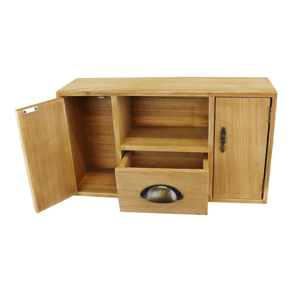 Small Wooden Cabinet with Cupboards, Drawer and Shelf - Shades 4 Seasons