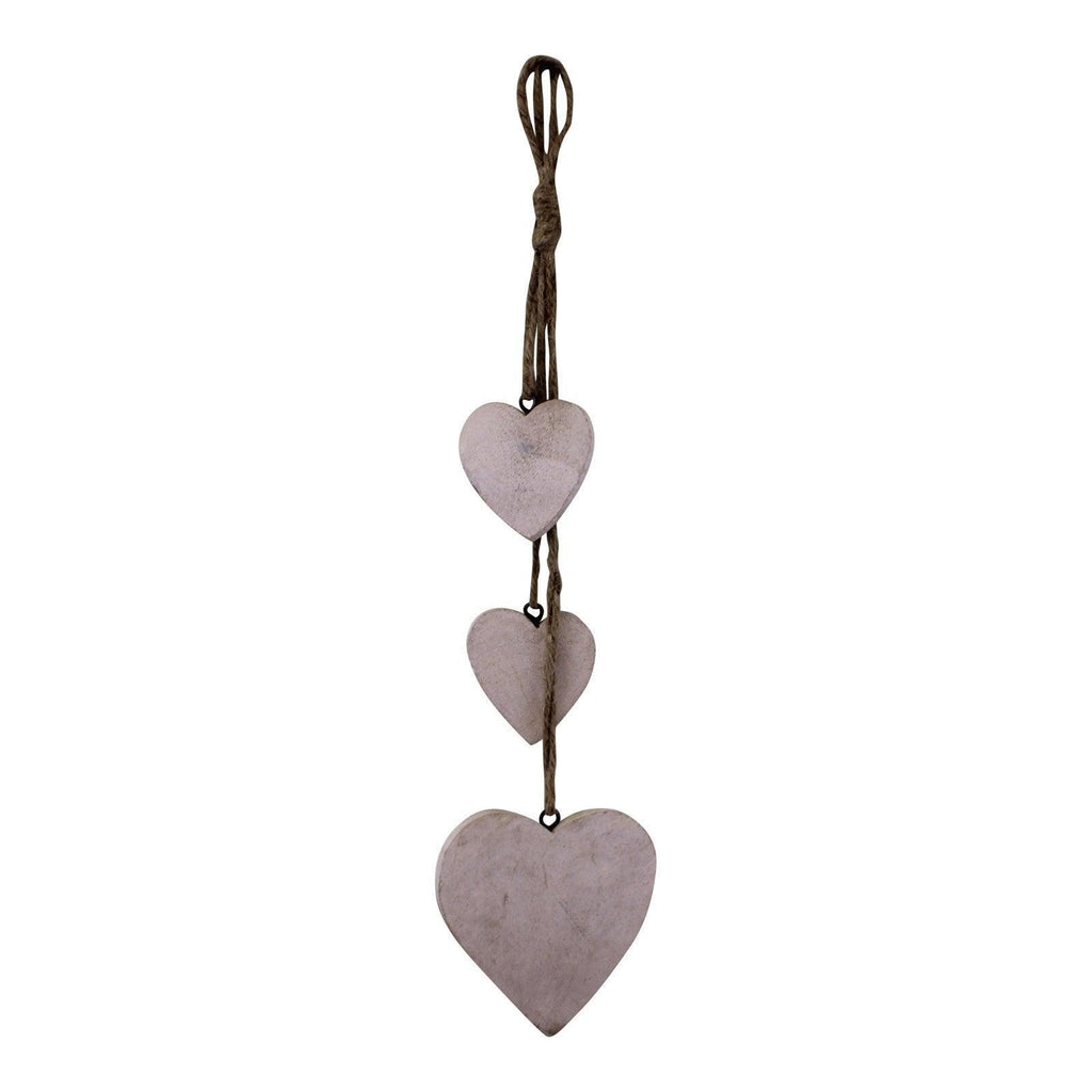 Three Hanging Wooden Heart Decoration, Light Wood - Shades 4 Seasons