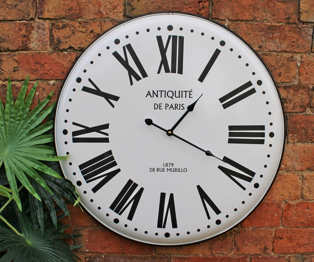Vintage French Style White Metal Clock, 62cm - Shades 4 Seasons