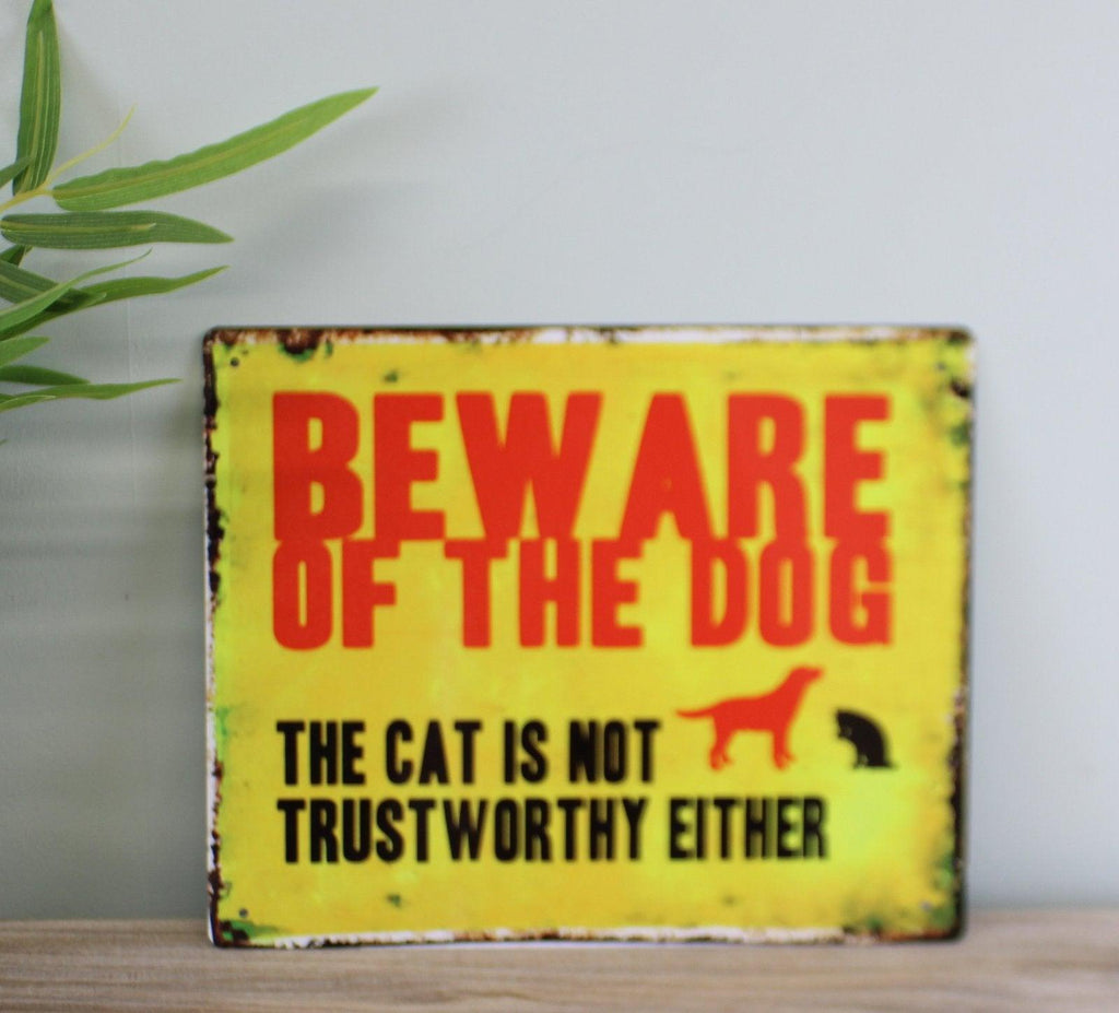 Vintage Metal Sign - Beware Of The Dog - Shades 4 Seasons