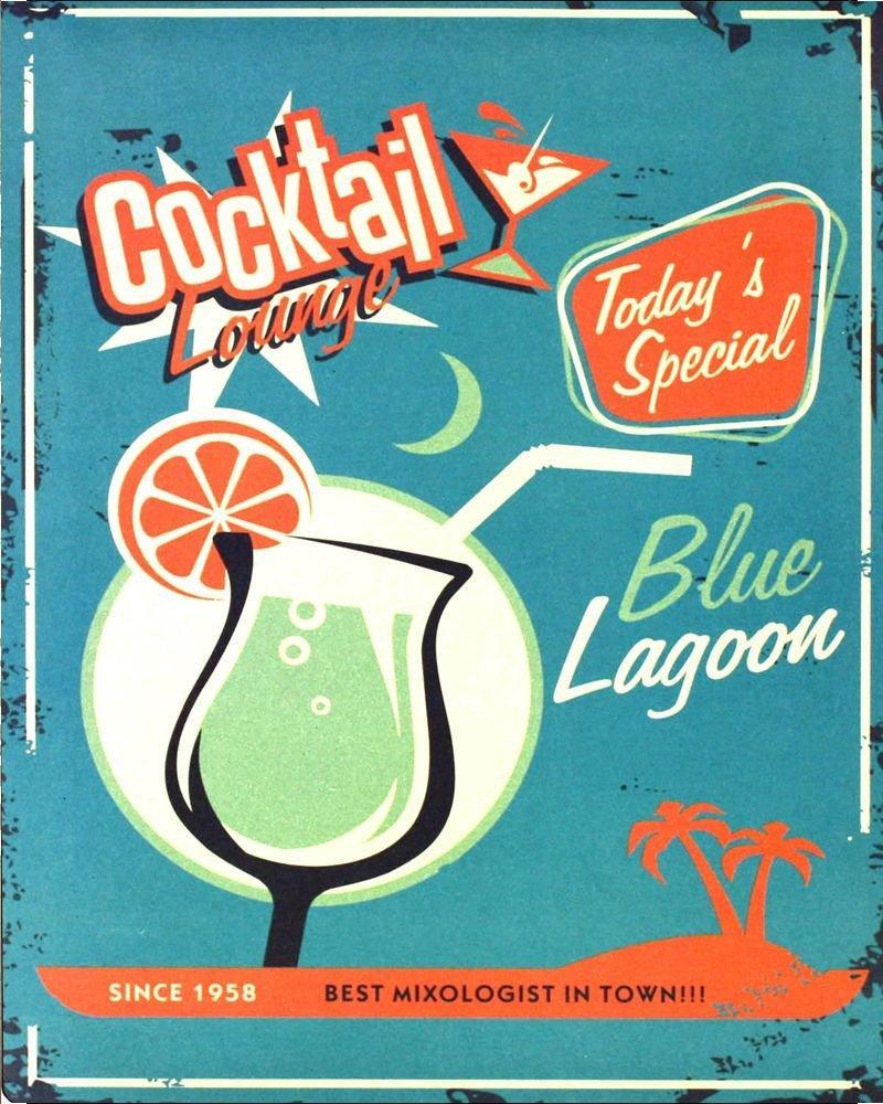 Vintage Metal Sign - Blue Lagoon Cocktail Lounge - Shades 4 Seasons