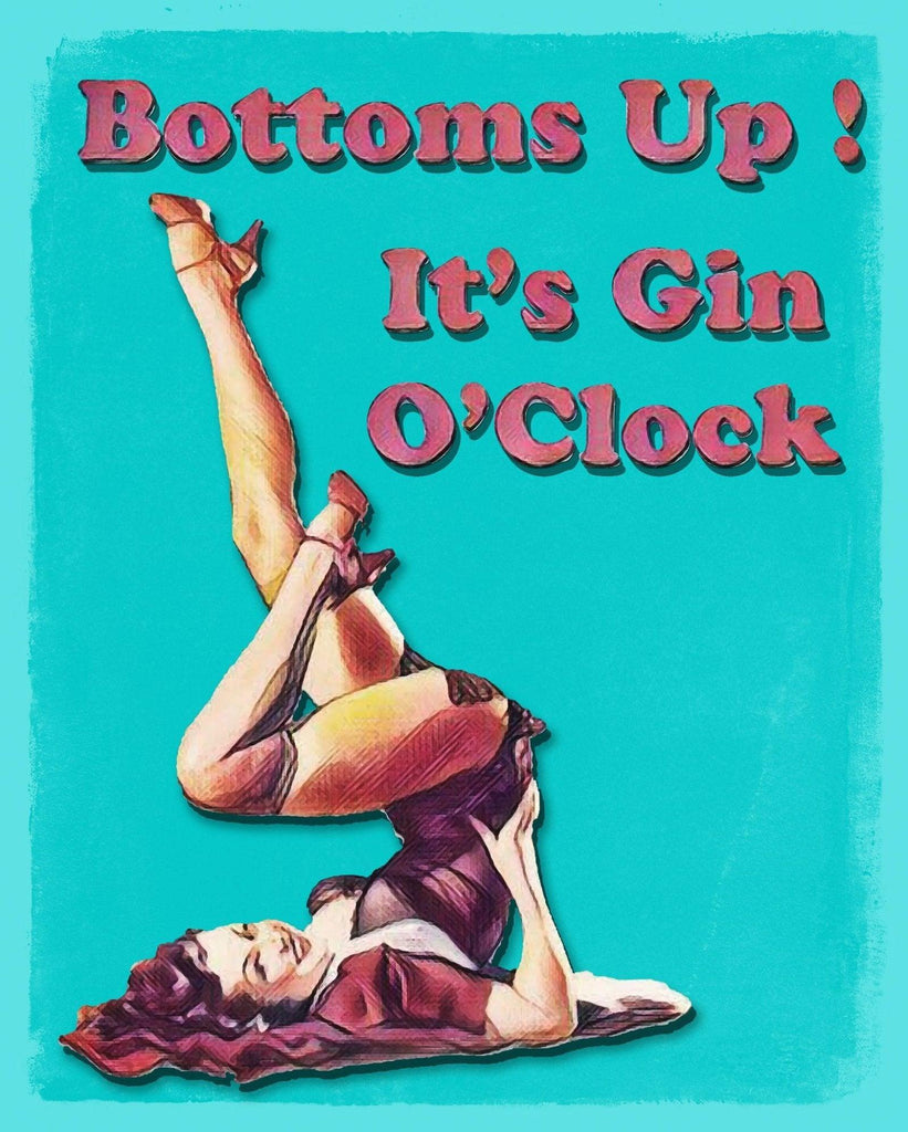 Vintage Metal Sign - Bottoms Up It's Gin O'Clock - Shades 4 Seasons