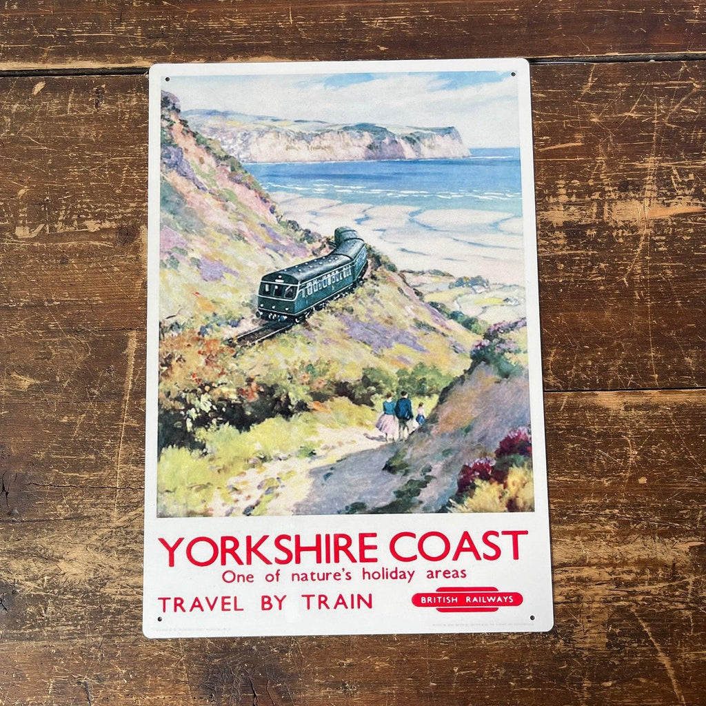 Vintage Metal Sign - British Railways Retro Advertising, Yorkshire Coast - Shades 4 Seasons