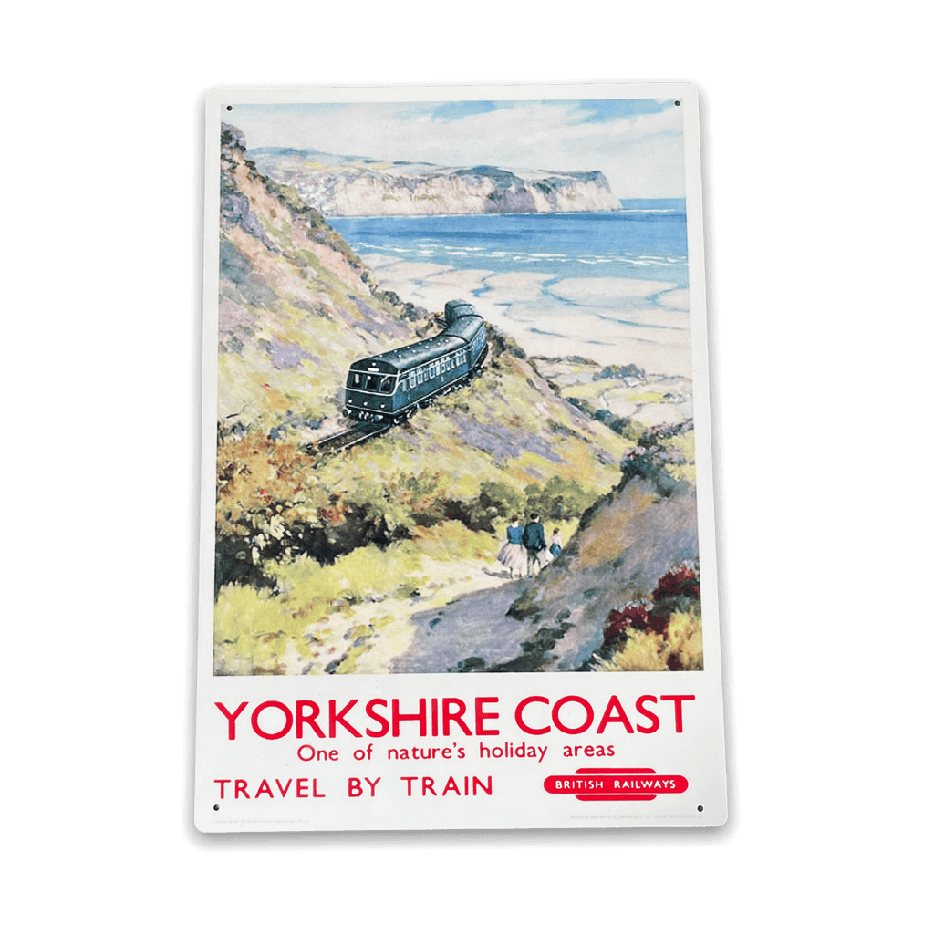 Vintage Metal Sign - British Railways Retro Advertising, Yorkshire Coast - Shades 4 Seasons