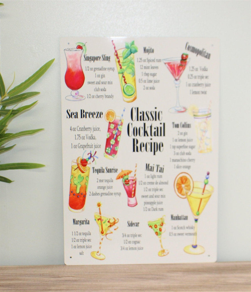 Vintage Metal Sign - Classic Cocktail Recipes - Shades 4 Seasons