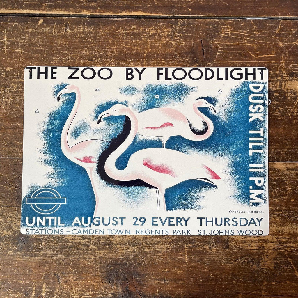 Vintage Metal Sign - London Underground, Visit The Zoo - Shades 4 Seasons