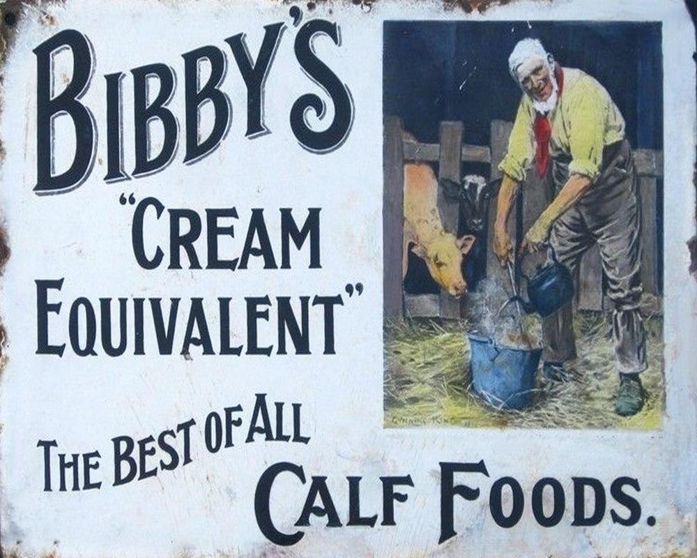 Vintage Metal Sign - Retro Advertising - Bibby's Calf Foods - Shades 4 Seasons