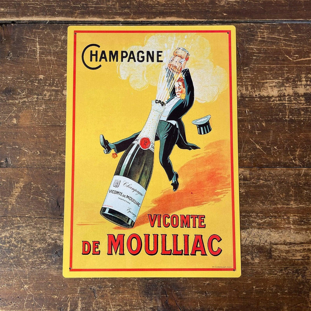 Vintage Metal Sign - Retro Advertising Champagne Vicomte De Moulliac Sign - Shades 4 Seasons