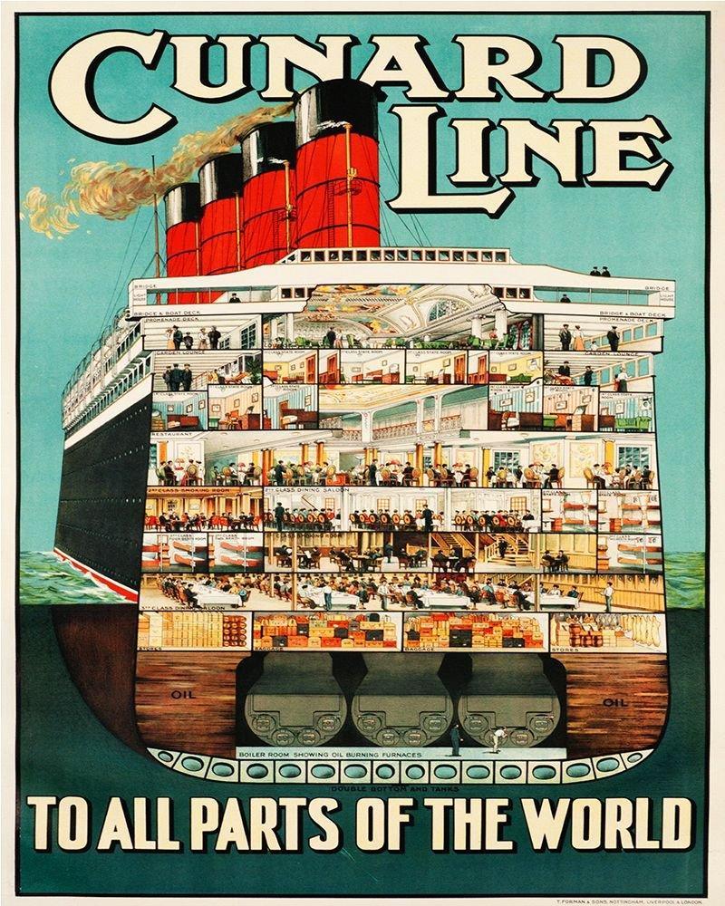 Vintage Metal Sign - Retro Advertising - Cunard Line - Shades 4 Seasons