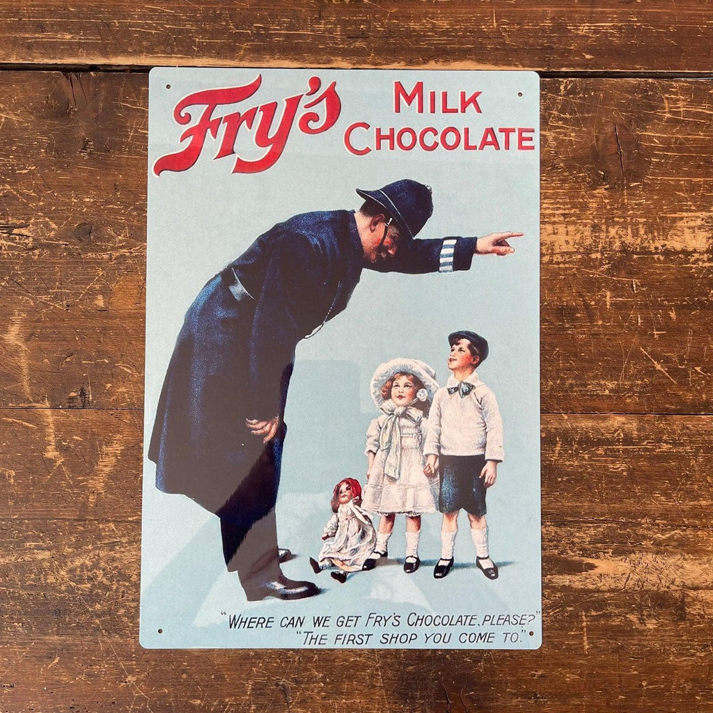 Vintage Metal Sign - Retro Advertising Fry's Milk Chocolates - Shades 4 Seasons