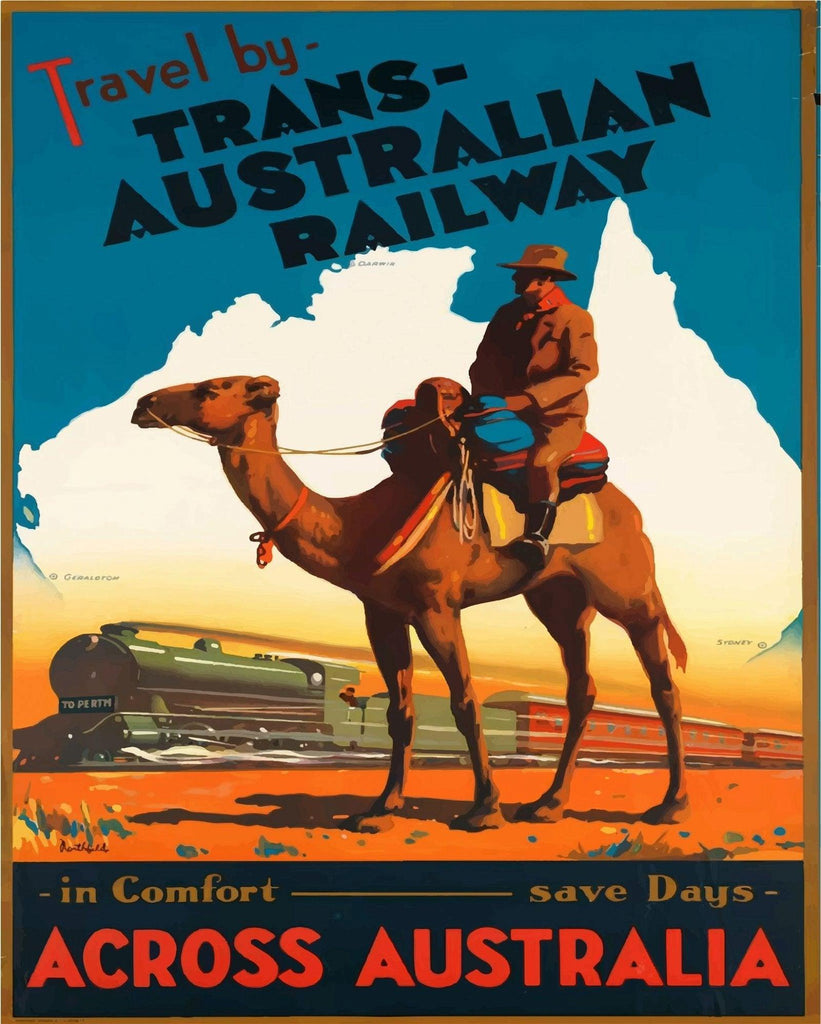 Vintage Metal Sign - Retro Advertising - Trans Australian Railway - Shades 4 Seasons