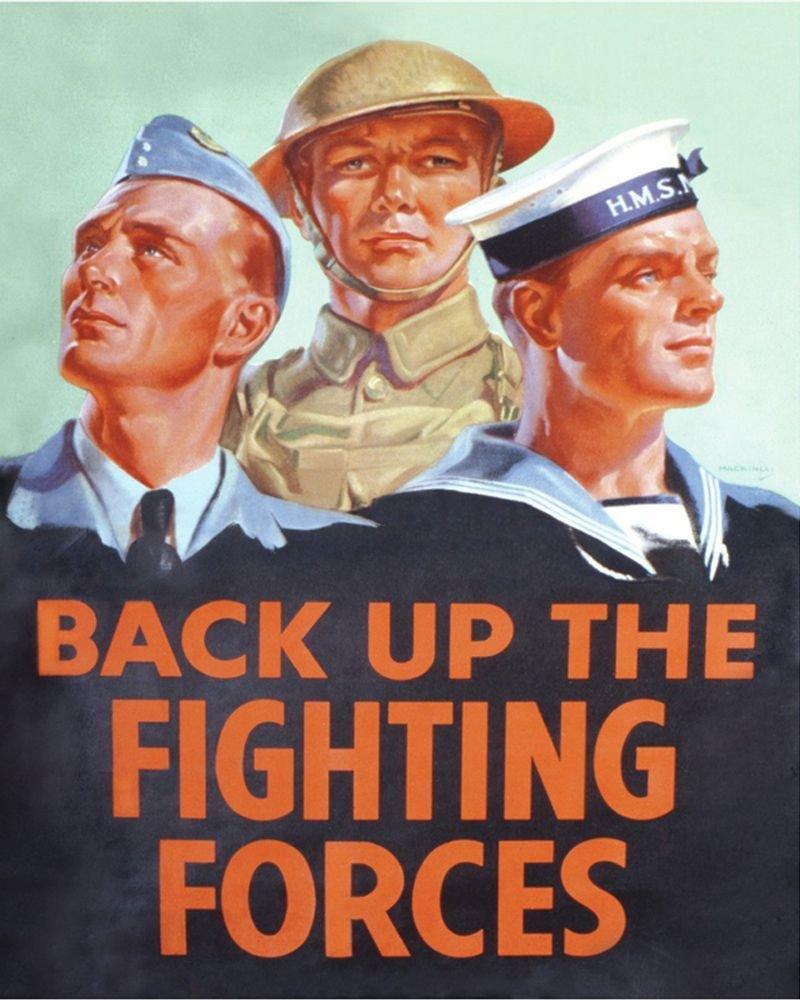 Vintage Metal Sign - Retro Propaganda - Back Up The Fighting Forces - Shades 4 Seasons