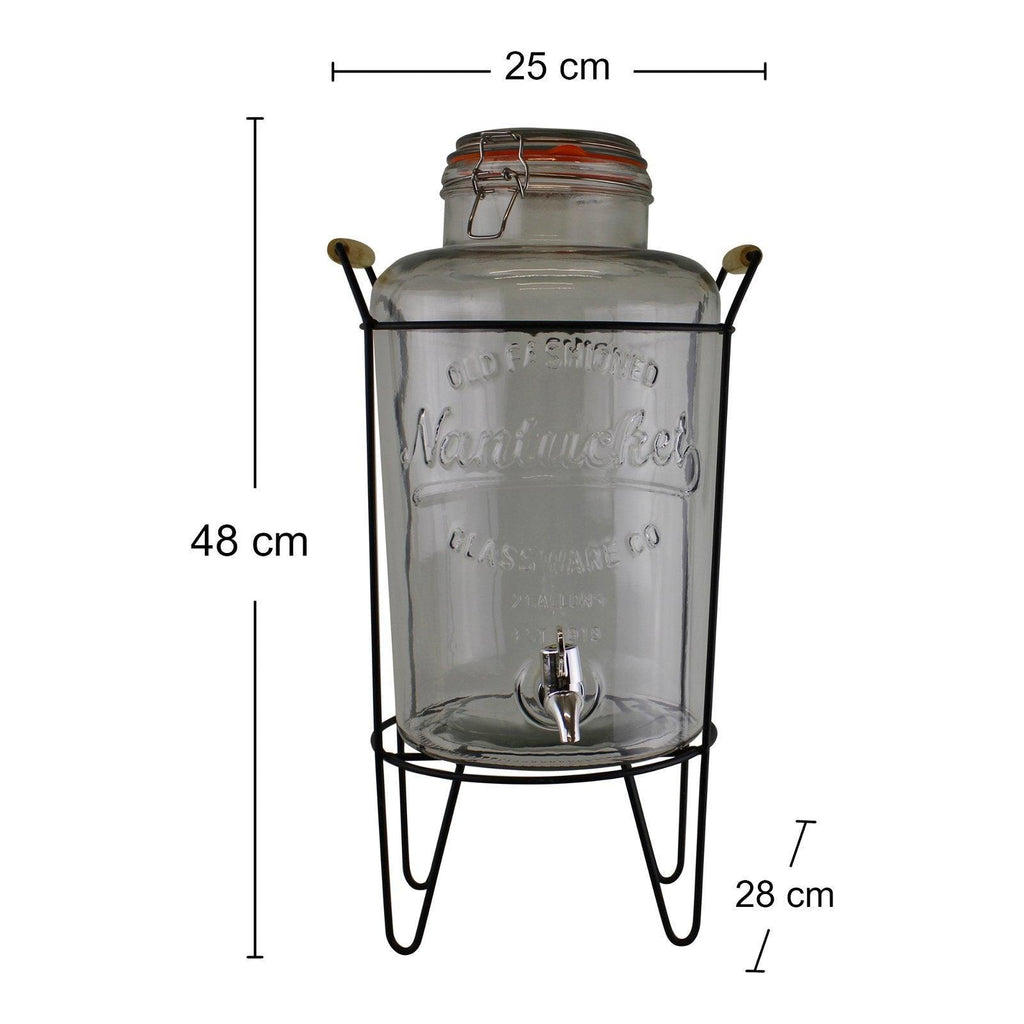 Vintage Style Glass Juice Dispenser on Metal Stand - Shades 4 Seasons